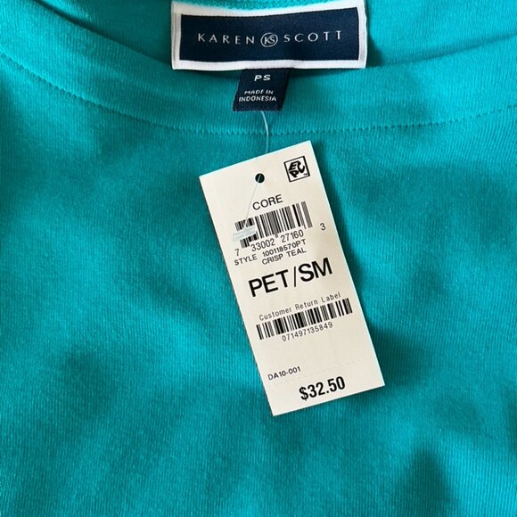 Turquoise Cotton Tee Size Petite Small - Picture 6 of 9